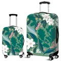 Floral luggage covers in two sizes with deep green background and Thank You print - S / Tropical Green Floral