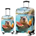 Cute capybara print luggage cover in thick elastic fabric with summer pool theme - Summer Pool Capybara (06)