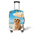 Elastic luggage cover with golden retriever beach print on hard shell suitcase - Size S (18-20 Inch) / Golden Retriever Style (03)