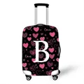Elastic luggage protector with pink heart patterns and letter B print on black fabric - S (18-20 Inch) / Pink Heart Style Letter B (02)