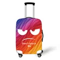 Elastic suitcase cover with colorful wave pattern and Don't Touch Me emoji print - Size S (18-20 Inch) / Multicolor Wave (01)