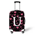 Elastic luggage cover with heart and letter U print for dustproof suitcase protection - Pink Heart Style Letter U (21)