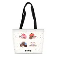 Cute white canvas tote bag with black speckled texture and cartoon puppy animal prints - Black Splatter Puppy