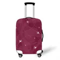 Elastic airplane luggage cover in burgundy with white flight path map design - S (18-20 Inch) / Burgundy Style (03)