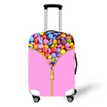 Pink candy printed luggage cover with chocolate beans and golden zipper design - Pink Candy Print
