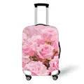 Elastic suitcase cover with pink floral tree patterns and smooth 360-degree wheels - S / Pink Rose Style (01)