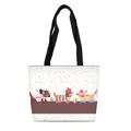 Cute cartoon canvas tote bag with white textured fabric and black shoulder straps - Spotted Fabric Animal