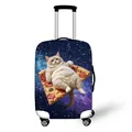 Elastic suitcase cover featuring a space cat on a giant pizza slice design - Size S (18-20 Inch) / Orange Cat Pizza Space (01)