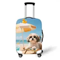 Copertura elastica per valigia con stampa cane da spiaggia estiva e ombrellone - Stile Cane con Occhiali (06)