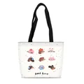 Cute cartoon canvas tote bag with animal prints and black speckled pattern design - Nine Animal Avatars