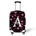 Elastic suitcase cover with pink heart print and letter A for luggage protection - S (18-20 Inch) / Pink Heart Style Letter A (01)