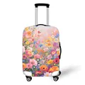 Pink floral luggage protector with vibrant wildflowers and elastic tree of life pattern - S / Colorful Wildflowers Style (02)