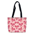 Borsa tote in tela rosa con cuori e fiocchi, borsa a spalla capiente per donna - Fiocco Rosa (10)