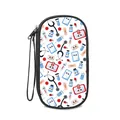 Reisetasche mit medizinischem Aufdruck, Stethoskop-Muster und schwarzem Reißverschluss - Weißes Cartoon Medizin-Lächeln-Design (10)
