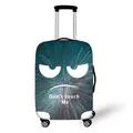 Elastic navy blue star suitcase cover with angry eye pattern and Don't touch Me text - Size S (18-20 Inch) / Deep Blue Starry (02)