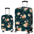 Floral luggage covers in navy blue on two suitcases, durable and elastic travel protection - Navy Dense Floral