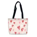 Borsa tote in tela rosa con motivo a cuori e manici neri per San Valentino - Cuore Graffiti (02)