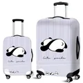 Elastic purple luggage cover featuring a cute panda design for suitcase protection - Size S (18-20 Inch) / Light Purple Stripe Panda (03)