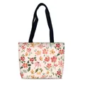 Borsa tote in tela con stampa floreale ad acquerello e manici neri larghi - Floreale Acquerello (03)
