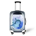 Funda para maleta con estampado de ventana de avión y delfín con mango plateado - S / Estampado de delfín