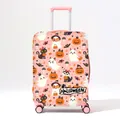 Copertura valigia rosa Halloween con fantasmi, gatti neri e motivi di zucca - Fantasma Zucca Rosa Carino (01) / Taglia S (18-20 Pollici)