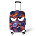 Purple and orange geometric suitcase cover with Don't Touch Me emoji design - Geometric Color (05)
