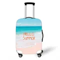 Elastic suitcase protector featuring a Hello Summer beach theme with blue waves and pink sand - S / Hello Summer Beach Print