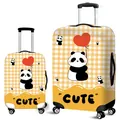 Cute panda and yellow plaid elastic luggage cover on two suitcases for travel protection - Size S (18-20 Inch) / Yellow Grid Panda (01)