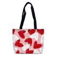 Borsa tote in tela rosa con motivo a cuore rosso e testo d'arte With Love - Rosa WithLove (04)