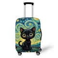 Elastic suitcase cover with Van Gogh Starry Night art style and cartoon black cat print - 11 / [size S] 18-20 Inch Luggage Cover