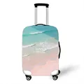 Elastic luggage cover with Summer Travel beach print and blue ocean wave pattern - S / Summer Travel Sea Print