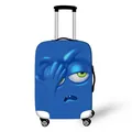 Blue luggage cover featuring a 3D cartoon face print on a hardshell suitcase - Size S (18-20 Inch) / Blue Helpless Face (XT_BQ02)