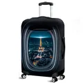 Elastic suitcase cover with Eiffel Tower plane window print for luggage protection - Eiffel Tower Night Scenery (11)
