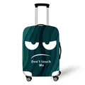 Elastic luggage cover featuring green wave pattern and Don't Touch Me emoji design - Dark Green Wave (07)