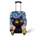 Elastic suitcase cover with artistic oil painting black cat and starry sky design - S (18-20 Inch) / Big Eye Black Cat Starry Night Style (01)