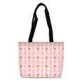 Borsa tote in tela a righe rosa con motivo a fiori e cuori e manici neri regalo san valentino - Floreale a Righe Rosa (08)