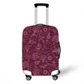 Deep purple elastic suitcase cover with pink travel prints and airplane patterns - S / Burgundy