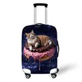 Elastic suitcase cover featuring a cute orange tabby cat on a giant donut in starry space - Orange Cat Donut Space (09)