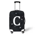 Elastic luggage cover with dark camouflage pattern and white airplane letter C design - Size S (18-20 Inch) / Style C (03)