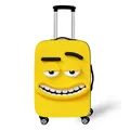 Thick yellow suitcase cover with funny 3D cartoon smile print for travel protection - Size S (18-20 Inch) / Yellow Smirk Face (XT_BQ015)