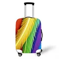 Coprivaligia elastica con stampa di piume arcobaleno e quattro ruote multidirezionali - Taglia S / Stile 02