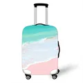 Elastic suitcase cover with pink beach scenery and 'enjoy your life' slogan - S / Enjoy Life Beach Print