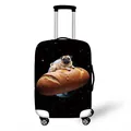 Elastic suitcase cover featuring a pug on bread starry sky print with black spinner wheels - Pug Baguette Space (10)