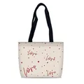 Borsa tote in tela bianco sporco con stampa cuore love rossa e manici neri - Amore Scritto a Mano (13)