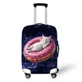 Elastic luggage cover featuring a white cat on a pink donut within a starry galaxy - White Cat Donut Space (11)