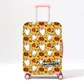 Elastic Halloween luggage cover with yellow pumpkin and ghost prints on pink suitcase - Bright Yellow Full Print Ghost Pumpkin (06)
