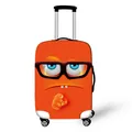 Orangefarbene Kofferschutzhülle mit süßem Comic-Monster-Print und Brillendesign - Oranges Brillengesicht (XT_BQ03)