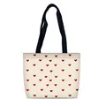 Borsa tote in tela pieghevole con stampe a cuore rosso e robuste tracolle nere - Piccolo Cuore Rosso (15)
