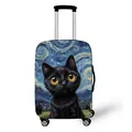 Elastic suitcase cover with artistic oil painting black cat and Starry Night design - 05 / [size S] 18-20 Inch Luggage Cover