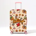 Halloween luggage cover with pumpkin and skull prints on light yellow protective fabric - Pale Yellow Illustration Pumpkin Dessert (07)